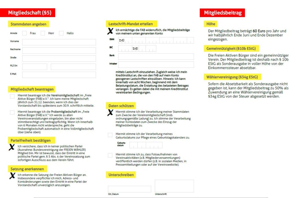 Mitgliedschaftsantrag