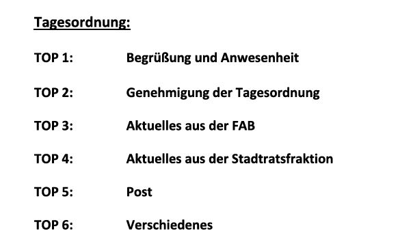 TagesordnungMonatsversammlung